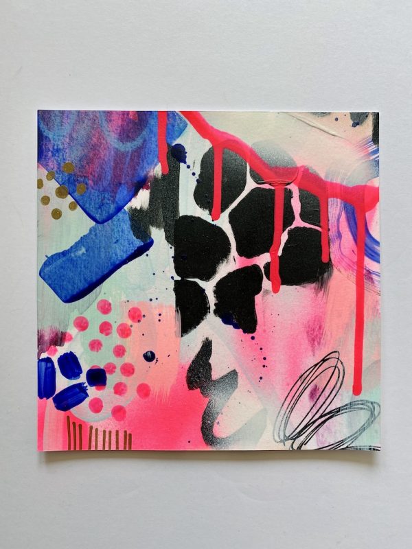 abstract acrylic painting pink blue